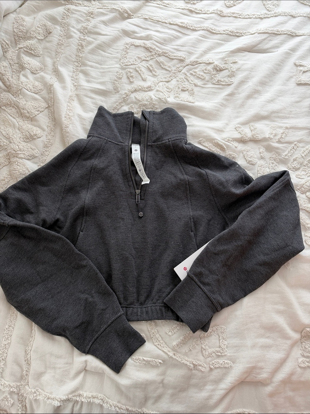 Lululemon scuba Cropped 1/2 zip funnel neck waffle Pullover Top